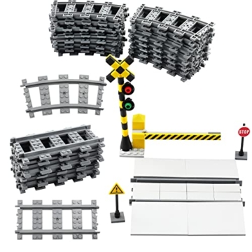 hocadon 40 x City Bausteine Schienen, Eisenbahn Erweiterungs Sets, City Schienen Zug für Bausteine Geschenke, Geschenk zu für Mädchen und Jungen - 1