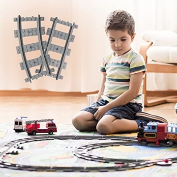 hocadon 40 x City Bausteine Schienen, Eisenbahn Erweiterungs Sets, City Schienen Zug für Bausteine Geschenke, Geschenk zu für Mädchen und Jungen - 5