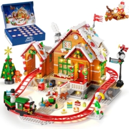 HOGOKIDS 2026 Adventskalender Lebkuchenhaus Achterbahn-Bausatz mit Licht - 1