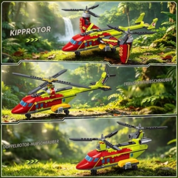 HOGOKIDS 3-in-1 Dinosaurier-Rettungsflugzeug-Bauset für Jungen ab 6 Jahren - 7