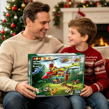 HOGOKIDS 3-in-1 Dinosaurier-Rettungsflugzeug-Bauset für Jungen ab 6 Jahren - 9