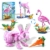 HOGOKIDS 3in1 Blumen Pinkes Häschen Bauspielzeug - Tierfiguren umbaubar in Flamingo Häschen oder Delfin, 558 Teile Kreatives Tierspielzeug Geburtstagsgeschenk für Kinder Mädchen Jungen ab 8+ Jahren - 1