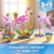 HOGOKIDS 3in1 Blumen Pinkes Häschen Bauspielzeug - Tierfiguren umbaubar in Flamingo Häschen oder Delfin, 558 Teile Kreatives Tierspielzeug Geburtstagsgeschenk für Kinder Mädchen Jungen ab 8+ Jahren - 7