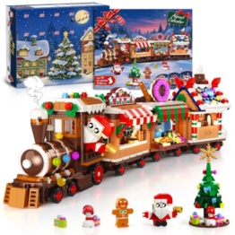 HOGOKIDS Adventskalender 2026 Lebkuchen-Zug Bausteinset mit LED für Kinder - 1