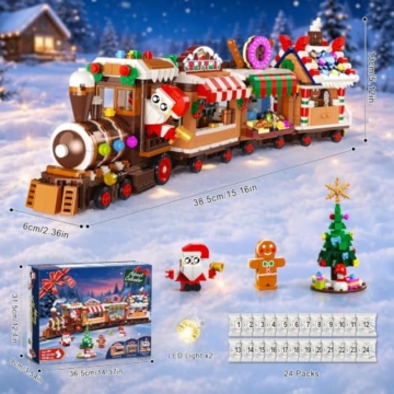HOGOKIDS Adventskalender 2026 Lebkuchen-Zug Bausteinset mit LED für Kinder - 9
