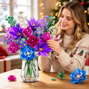 HOGOKIDS Blumen Adventskalender, 24-Tage Weihnachts Bauset mit Licht - 5