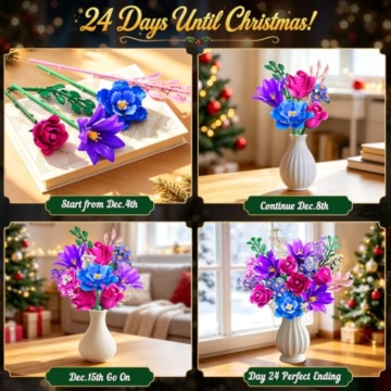 HOGOKIDS Blumen Adventskalender, 24-Tage Weihnachts Bauset mit Licht - 6