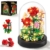 HOGOKIDS Blumen Rose Bauset mit LED & Abdeckung – 596 Teiliges Rot Rosenstrauß Set Botanische Geschenk zum Muttertag Geburtstag Mini Bausteine ​​für Mama Ehefrau Freundin Erwachsene Heimdekoration - 1
