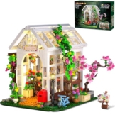 HOGOKIDS Blumenhaus Bausatz mit LED, Gewächshaus Bauklötze Mint Pflanzen und Tiere, kreatives STEM Konstruktionsspielzeug, Geburtstagsgeschenk für Mädchen im Alter von 6-12+ Jahren Erwachsener - 1