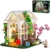 HOGOKIDS Blumenhaus Bausatz mit LED, Gewächshaus Bauklötze Mint Pflanzen und Tiere, kreatives STEM Konstruktionsspielzeug, Geburtstagsgeschenk für Mädchen im Alter von 6-12+ Jahren Erwachsener - 1