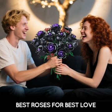 HOGOKIDS Blumenstrauß Bausatz – 15 Schwarze Rosen Blumen Botanische Bausteine Künstliche Spielzeug 330 Teile Gothic Heimdekoration Muttertag Geburtstagsgeschenk für Erwachsene Frauen Mädchen 8+ Jahren - 4