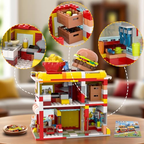 HOGOKIDS City Burger-Truck-Haus – 2-in-1 Bauspielzeug