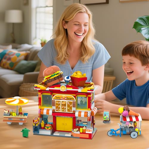 HOGOKIDS City Burger-Truck-Haus – 2-in-1 Bauspielzeug