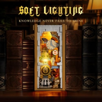 HOGOKIDS Magischer Bahnhof Book Nook Bauspielzeug Set mit LED, 1300 Pcs Buchstützen-Bausteinsatz für Bücherregal, Heimdekoration, DIY Booknook Geschenke für Erwachsene, Jungen Mädchen ab 10 Jahren - 5