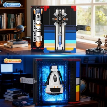 HOGOKIDS Magischer Weltraum Book Nook Bauspielzeugset mit LED-Licht, 945CS Book Nook Baustein-Set für Bücherregal, Heimdekoration, Weihnachts Geburtstagsgeschenk für Erwachsene Jungen Mädchen ab 10+ - 2