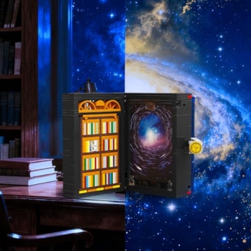 HOGOKIDS Magischer Weltraum Book Nook Bauspielzeugset mit LED-Licht, 945CS Book Nook Baustein-Set für Bücherregal, Heimdekoration, Weihnachts Geburtstagsgeschenk für Erwachsene Jungen Mädchen ab 10+ - 4