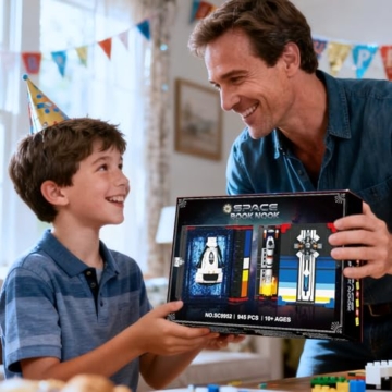 HOGOKIDS Magischer Weltraum Book Nook Bauspielzeugset mit LED-Licht, 945CS Book Nook Baustein-Set für Bücherregal, Heimdekoration, Weihnachts Geburtstagsgeschenk für Erwachsene Jungen Mädchen ab 10+ - 9