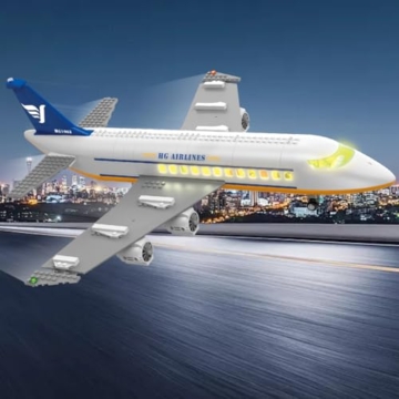 HOGOKIDS Passagierflugzeug Bauspielzeug Set mit LED Licht, 901 PCS Flugzeug Bausteine Spielzeug mit Terminal, Radarturm, Anhänger, Flugzeug-Modell Geschenke für Jungen Mädchen ab 6 7 8 9 10 Jahre - 8