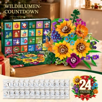 HOGOKIDS Weihnachts Adventskalender Blumenstrauß-Bauset Wild mit LED-Licht - 5
