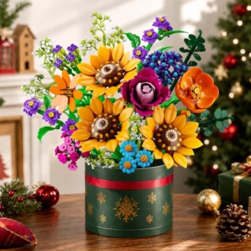 HOGOKIDS Weihnachts Adventskalender Blumenstrauß-Bauset Wild mit LED-Licht - 8