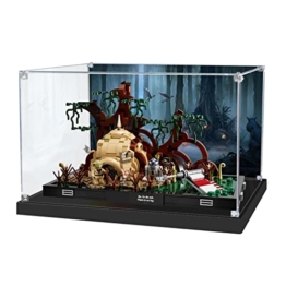 icuanuty Acryl Vitrine für LEGO 75330 Diorama Yodas Hütte auf Aagobah, Staubdichte Vitrine für Modelle Sammlerstücke (Nur Vitrine) (mit Hintergrund) - 1