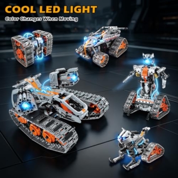 INSOON 5-in-1 Technik Roboter Bauspielzeug mit Licht, APP & Ferngesteuerter - 3