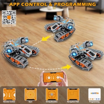 INSOON 5-in-1 Technik Roboter Bauspielzeug mit Licht, APP & Ferngesteuerter - 8