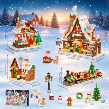 INSOON Adventskalender 2026 Lebkuchenhaus Mini-Klemmbaustein-Set mit Licht - 9