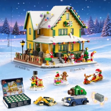 INSOON Adventskalender 2026 Weihnachtshaus Mini Bauspielzeug Set mit Licht - 9