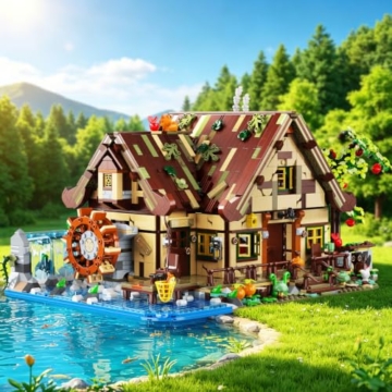 INSOON Holzhaus Bauspielzeug für Erwachsene, Waldhütte Klemmbausteine - 7