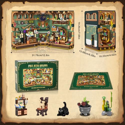 INSOON Magisches Zaubertrank Book Nook Haus mit LED