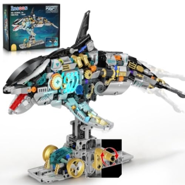 INSOON Mechanischer Orca Bausatz mit LED Licht, Technik STEM Modell - 1