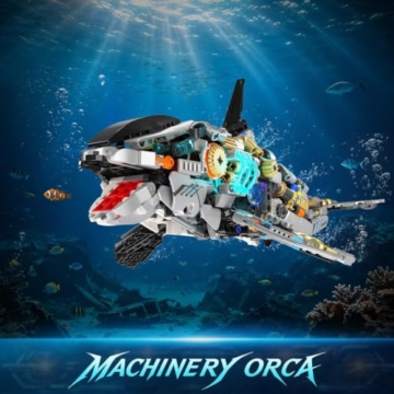 INSOON Mechanischer Orca Bausatz mit LED Licht, Technik STEM Modell - 2