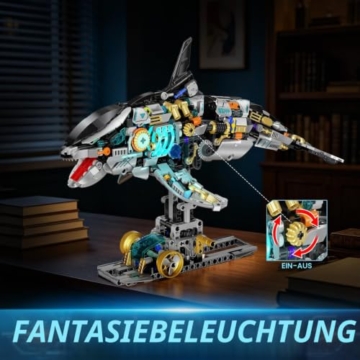 INSOON Mechanischer Orca Bausatz mit LED Licht, Technik STEM Modell - 4