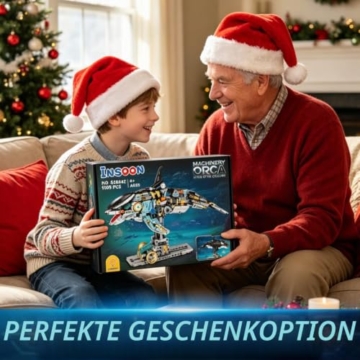 INSOON Mechanischer Orca Bausatz mit LED Licht, Technik STEM Modell - 8