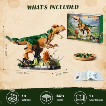 INSOON Mechanischer STEM Dinosaurier Bauspielzeug für Kinder Jungen ab 8 + - 9