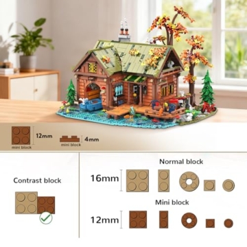 INSOON Overwater Cabin Mini Bausatz mit Licht, 2423 Stück Holz Wald Haus Bausteine mit Boot Fahrrad Tieren, Deko Baumhaus Klemmbausteine Modell für Erwachsene Jugendliche Jungen Mädchen ab 12+ Jahren - 8