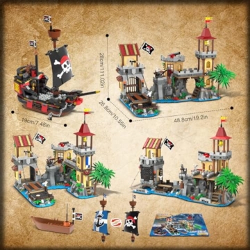 INSOON Piraten-Burg mit Schiff und Licht HG1020 Maße