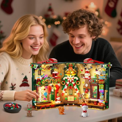 INSOON Weihnachten Book Nook Bauspielzeugset mit Licht