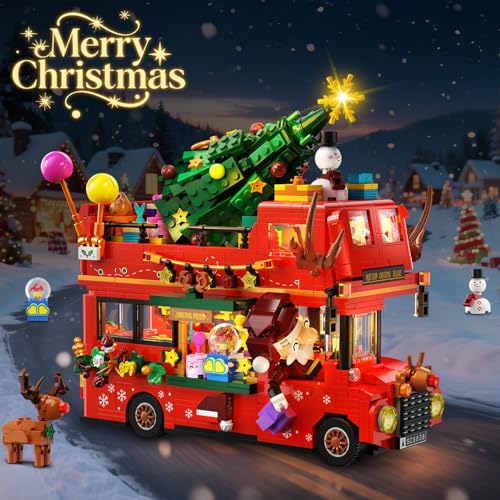 INSOON Weihnachten Bus Bauspielzeugset mit Licht
