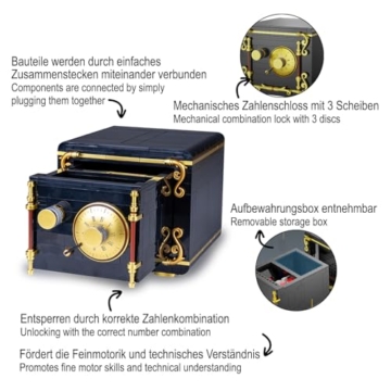 JAMARA 402851 CADA Tresor Bricks für Kinder Technik Spielzeug ab 8 Jahre, Geschenkidee für Jungen und Mädchen, Klemmbausteine Set, Bausatz, Zahlenkombination durch Drehrad - 4