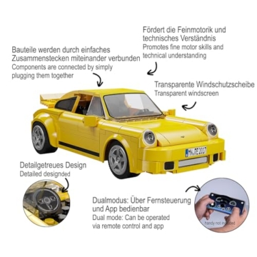 JAMARA 402855 CADA RUF CTR 2017 Yellowbird 1:20 2,4GHz Bricks, Auto Spielzeugauto, Sport Rennwagen für Kinder ab 8 Jahre, RC Ferngesteuert, Geschenkidee für Kids, Dualmodus - 4