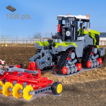 JAMARA 402856 CADA Claas Xerion 5000 Trac TS 1:32 Bricks, Kinder Landwirtschaft Spielzeug ab 8 Jahre, Technik für Jungs, Klemmbausteine Set, Geschenkidee für Kinder, Detailgetreu - 2