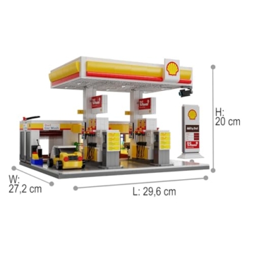 JAMARA 402857 CADA Shell Tankstelle mit Shop Bricks, für Kinder Technik Spielzeug ab 14 Jahre, Geschenkidee für Kids, Klemmbausteine Set, Fördert Feinmotorik, Türen manuell - 3