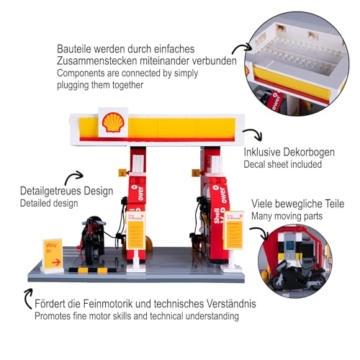 JAMARA 402858 CADA Shell Tankstelle Bricks, für Kinder Technik Spielzeug ab 8 Jahre, Geschenkidee für Kids, Klemmbausteine Set, Fördert Feinmotorik und technisches Verständnis - 4