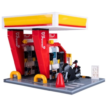 JAMARA 402858 CADA Shell Tankstelle Bricks, für Kinder Technik Spielzeug ab 8 Jahre, Geschenkidee für Kids, Klemmbausteine Set, Fördert Feinmotorik und technisches Verständnis - 5
