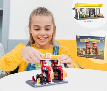 JAMARA 402858 CADA Shell Tankstelle Bricks, für Kinder Technik Spielzeug ab 8 Jahre, Geschenkidee für Kids, Klemmbausteine Set, Fördert Feinmotorik und technisches Verständnis - 6