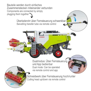 JAMARA 402873 CADA Claas Dominator 370 1:18 2,4GHz Bricks, Kinder Landwirtschaft ab 14 Jahre, RC Technik für Jungs, Ferngesteuertes Spielzeug, Geschenkidee für Kinder, Dualmodus - 4