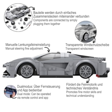 JAMARA 402876 CADA Lotus Evija 1:18 2,4GHz Bricks, Spielzeug Modellauto, Sportrennwagen für Kinder ab 6 Jahre, Geschenkidee Jungen und Mädchen, Detailgetreues Design, Dualmodus - 4