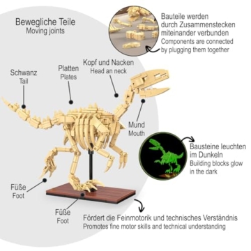JAMARA 402891 CADA Dinosaurier Fossil Velociraptor Bricks, Geschenkidee für Junge und Mädchen, Spielzeug Dinosaurier Kids, Jurassic Set Spiele, Kombinierbar mit weiteren Modellen - 4